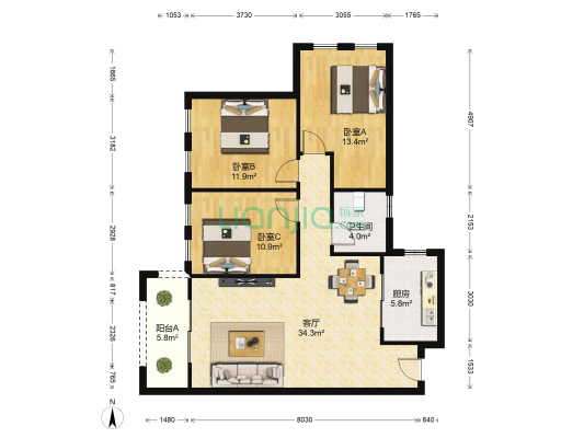 光明·澜湾九里 3室1厅1卫 86平方