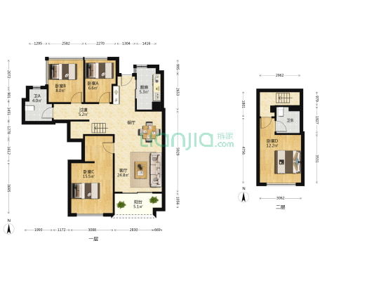 保利和筑天汇花园 4室1厅2卫 105平方