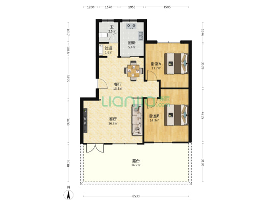 尚書苑 2室2厅1卫 84平方