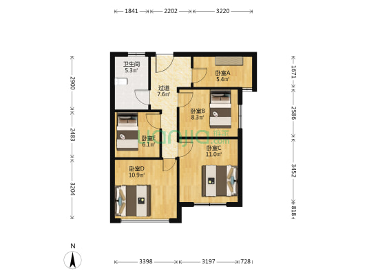 金榜佳苑东区 5室0厅1卫 82平方