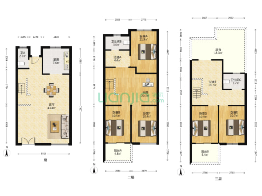 绿地朱家角1号二期 6室1厅3卫 150平方
