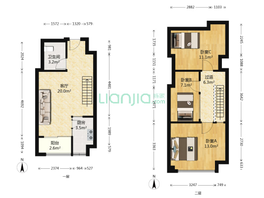 海伦广场 3室1厅1卫 46平方