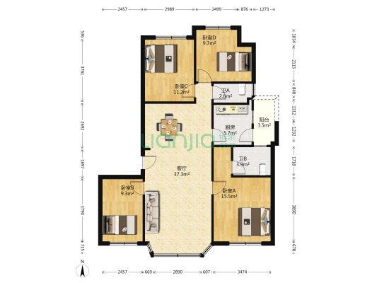 新加坡花园二三期 4室1厅2卫 112平方