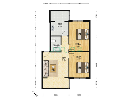 东光街37号 2室1厅1卫 78平方
