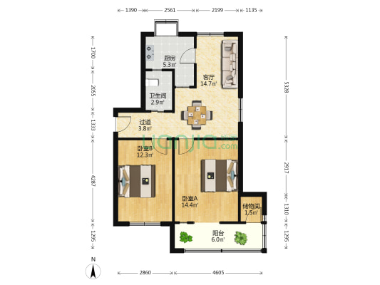 为群四村 2室1厅1卫 74平方