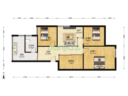 省疾控中心家属院 3室1厅1卫 87平方