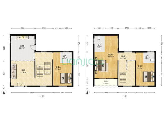 韩岭印巷二期 3室1厅3卫 185平方