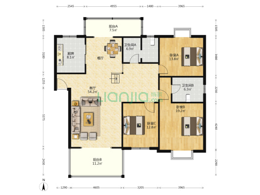 锦湖苑 3室1厅2卫 157平方