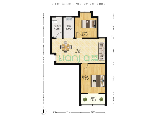 涵青园 2室1厅1卫 73平方