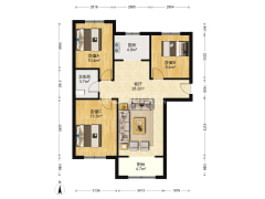 此房格局户型方正，中间楼层，满二税费少，南北通透-涿州鹏渤印象城牛津花园户型图