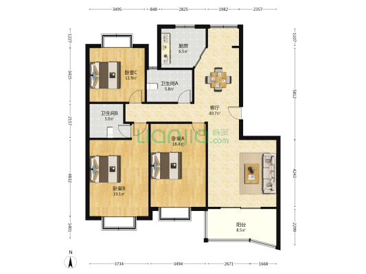 新青浦世纪苑北区 3室1厅2卫 142平方