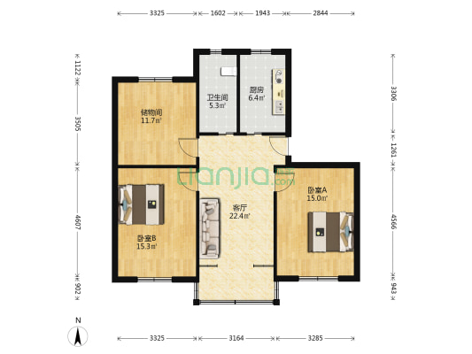 长江路245号 2室1厅1卫 91平方