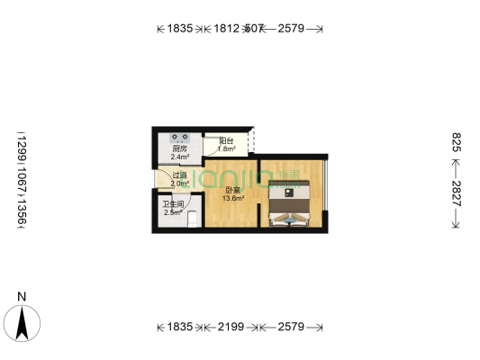 京基东方都会 1室0厅1卫 31平方