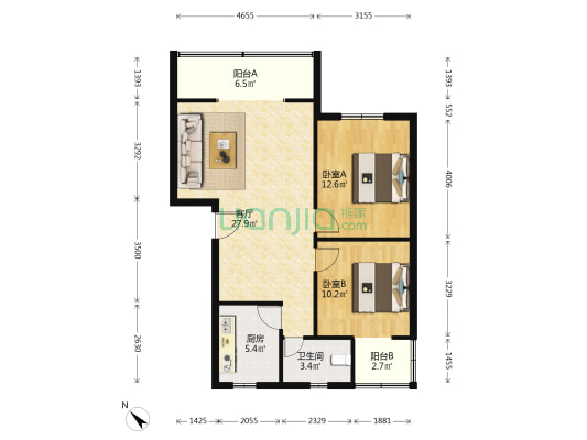 成都信息工程大学家属院 2室1厅1卫 80平方
