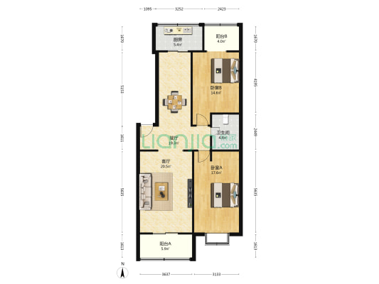 陕西省水产研究所家属院 2室2厅1卫 109平方