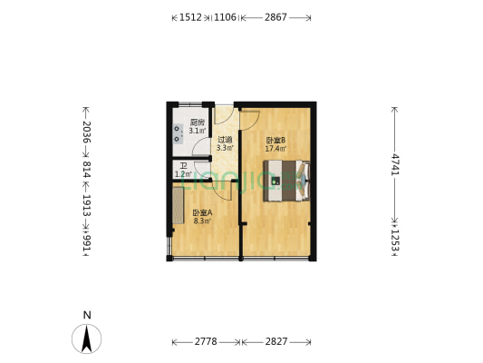 省图书馆家属院(白银路) 2室0厅1卫 27平方