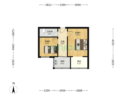 昌仁里18号院 2室0厅1卫 50平方
