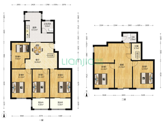 江海佳苑 6室1厅2卫 184平方