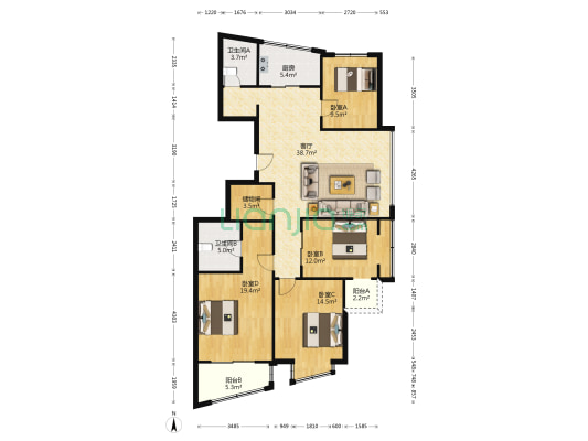 之江绿洲嘉园 4室1厅2卫 153平方