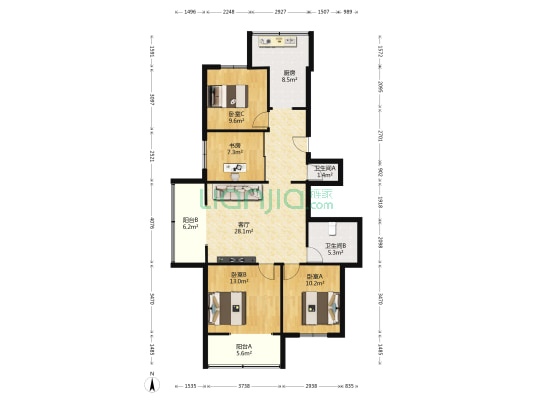 雍信花园 4室1厅2卫 120平方