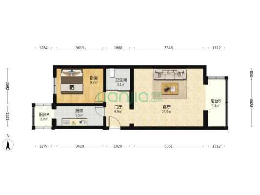 永安家园 1室1厅1卫 74平方