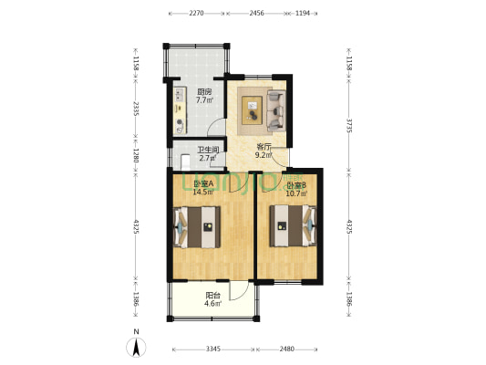 附小宿舍南楼 2室1厅1卫 59平方