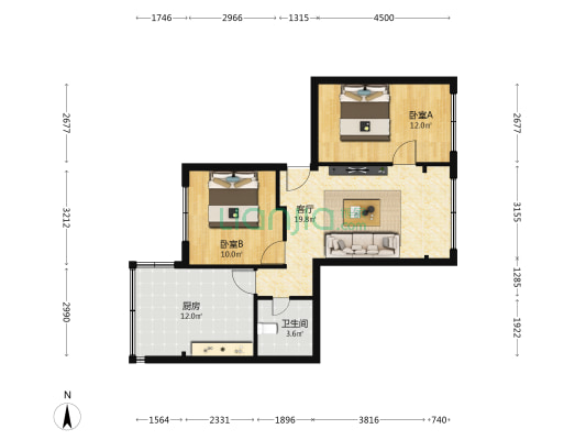 甘肃省人民银行家属院（静宁路） 2室1厅1卫 68平方