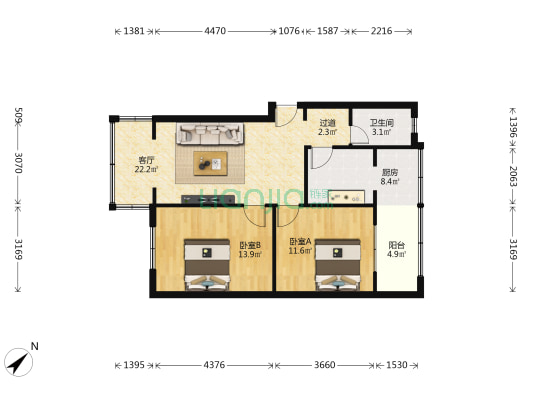 忠孝巷16号 2室1厅1卫 74平方