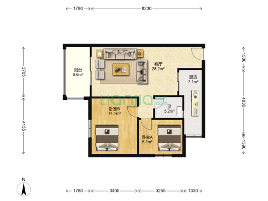山水檀溪 · 水园 2室1厅1卫 84平方