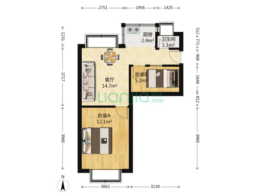 昆风小区 2室1厅1卫 43平方