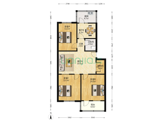 经十西路17336号 3室2厅1卫 97平方