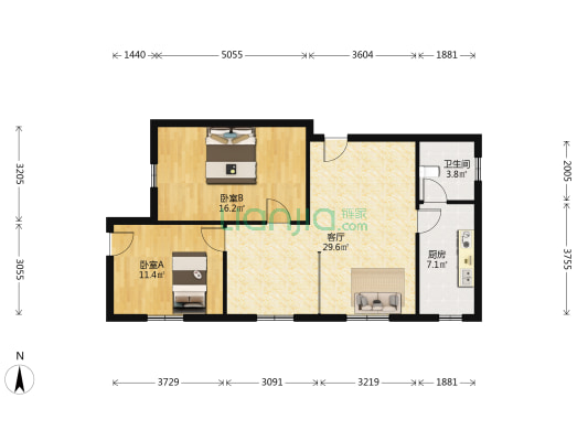 南门路70号 2室1厅1卫 89平方