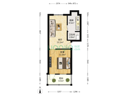 三建公司宿舍（建设路29号） 1室1厅1卫 39平方