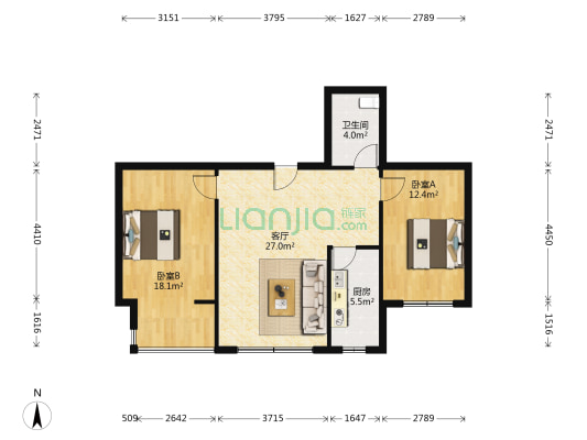 宏安花园 2室1厅1卫 84平方