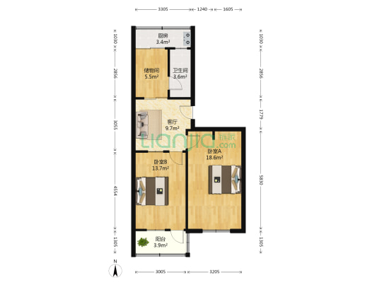 七里山路33号 2室1厅1卫 74平方