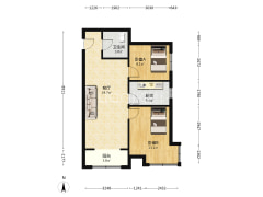 次顶层 主卧转角窗 14号楼朝东南2居 视野开阔-涿州鹏渤印象城牛津花园户型图