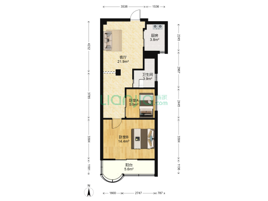 康光温泉 2室1厅1卫 74平方