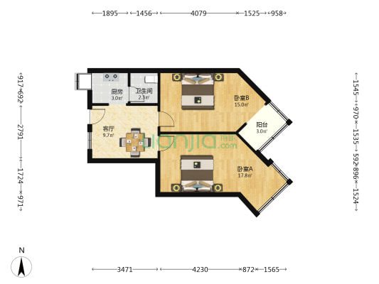 银丰宿舍 2室1厅1卫 62平方