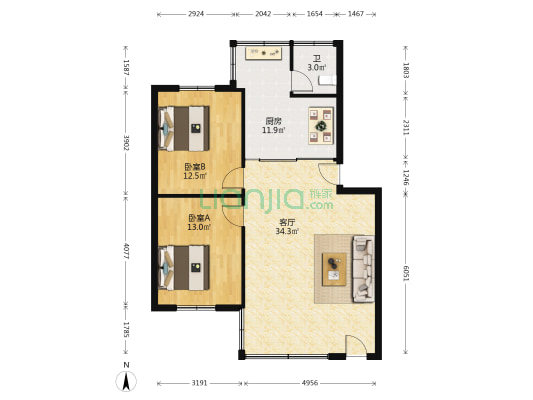 香兰新村 2室1厅1卫 92平方