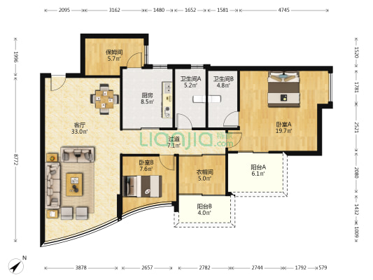 华强花园 2室1厅2卫 252平方