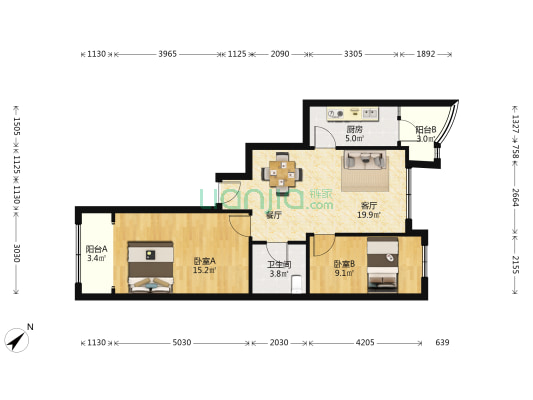 惠德公寓 2室1厅1卫 73平方