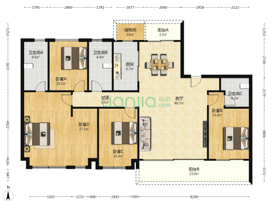 嘉臣道二期 4室1厅3卫 182平方