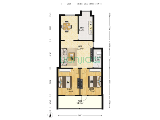 康乐住宅区 2室1厅1卫 92平方