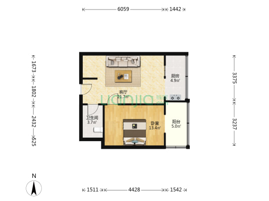煤场宿舍 1室1厅1卫 61平方