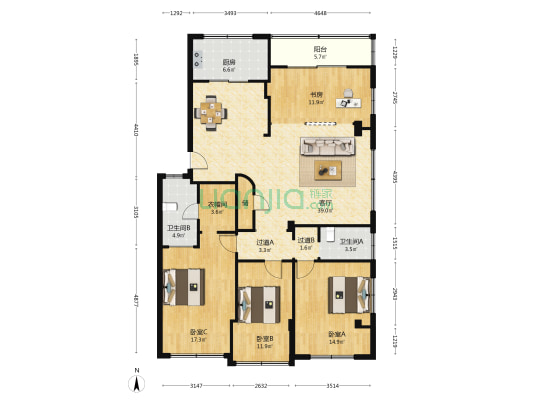 宁康西路98弄 4室1厅2卫 150平方