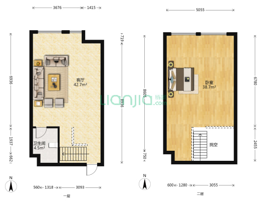 星河国际 1室1厅1卫 56平方