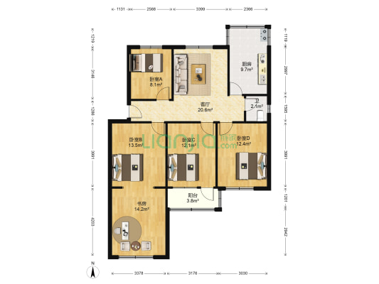 金山佳苑北院 5室1厅1卫 117平方