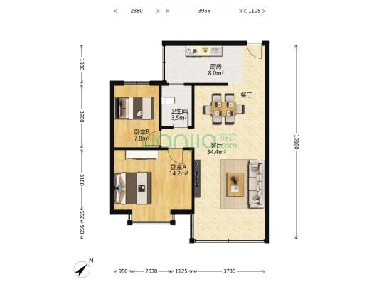 文华苑 2室1厅1卫 82平方