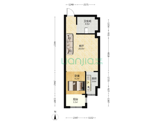 东信·鑫茂府 1室1厅1卫 57平方