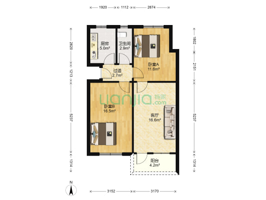 石化三村 2室1厅1卫 54平方
